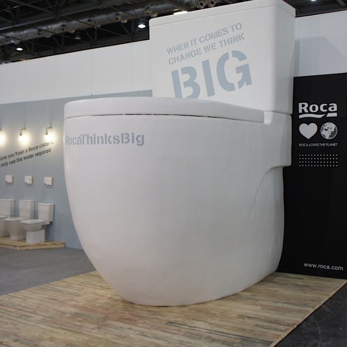 Bespoke Exhibition Stand with Giant Toilet projection room for Roca