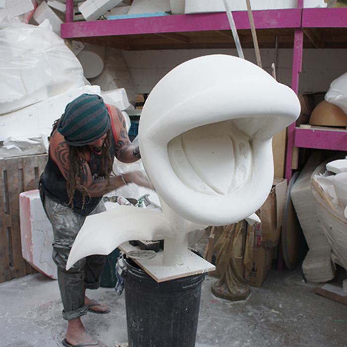 Polystyrene carved sculpture of Super Mario Piranha Tree