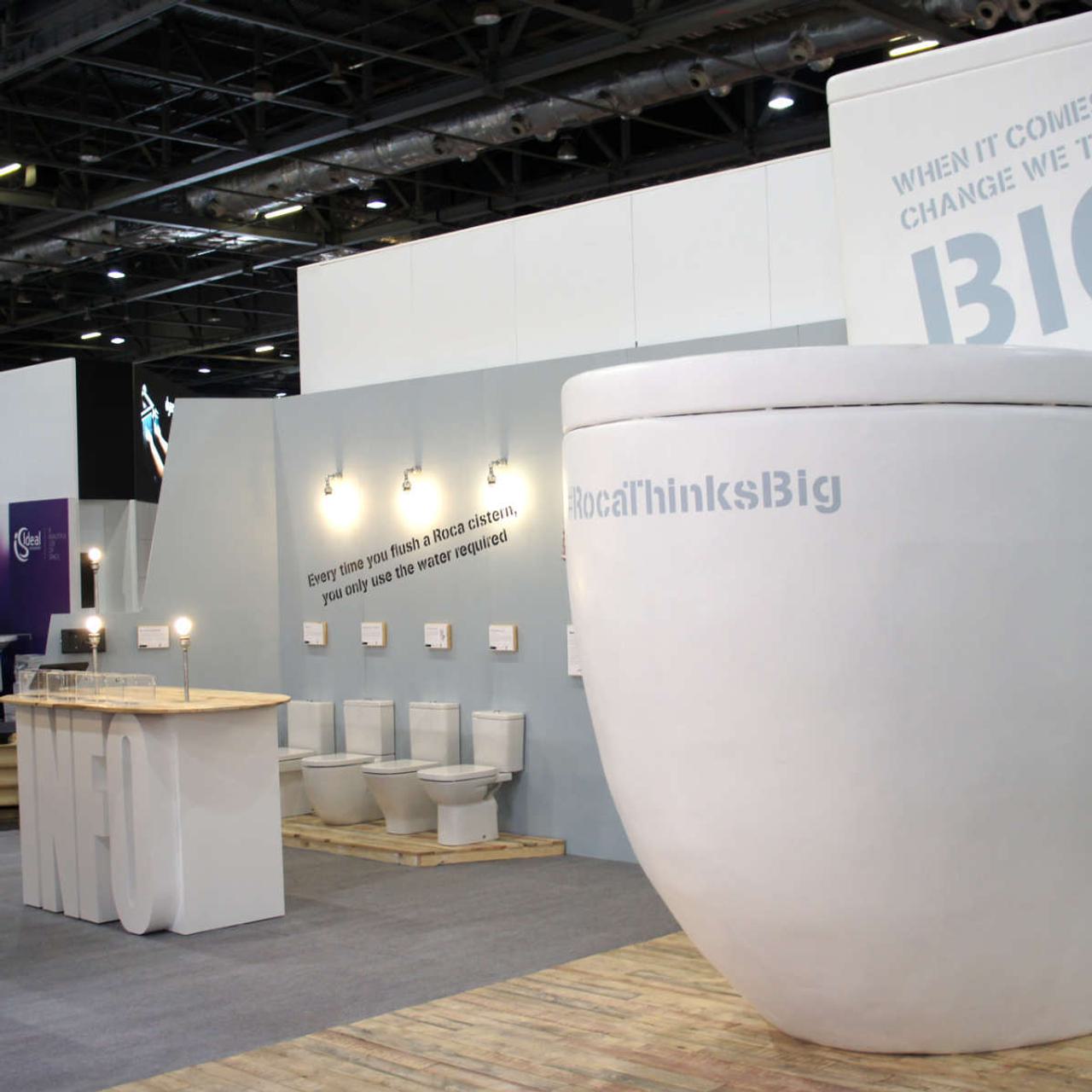Bespoke Exhibition Stand with Roca big toilet projection room